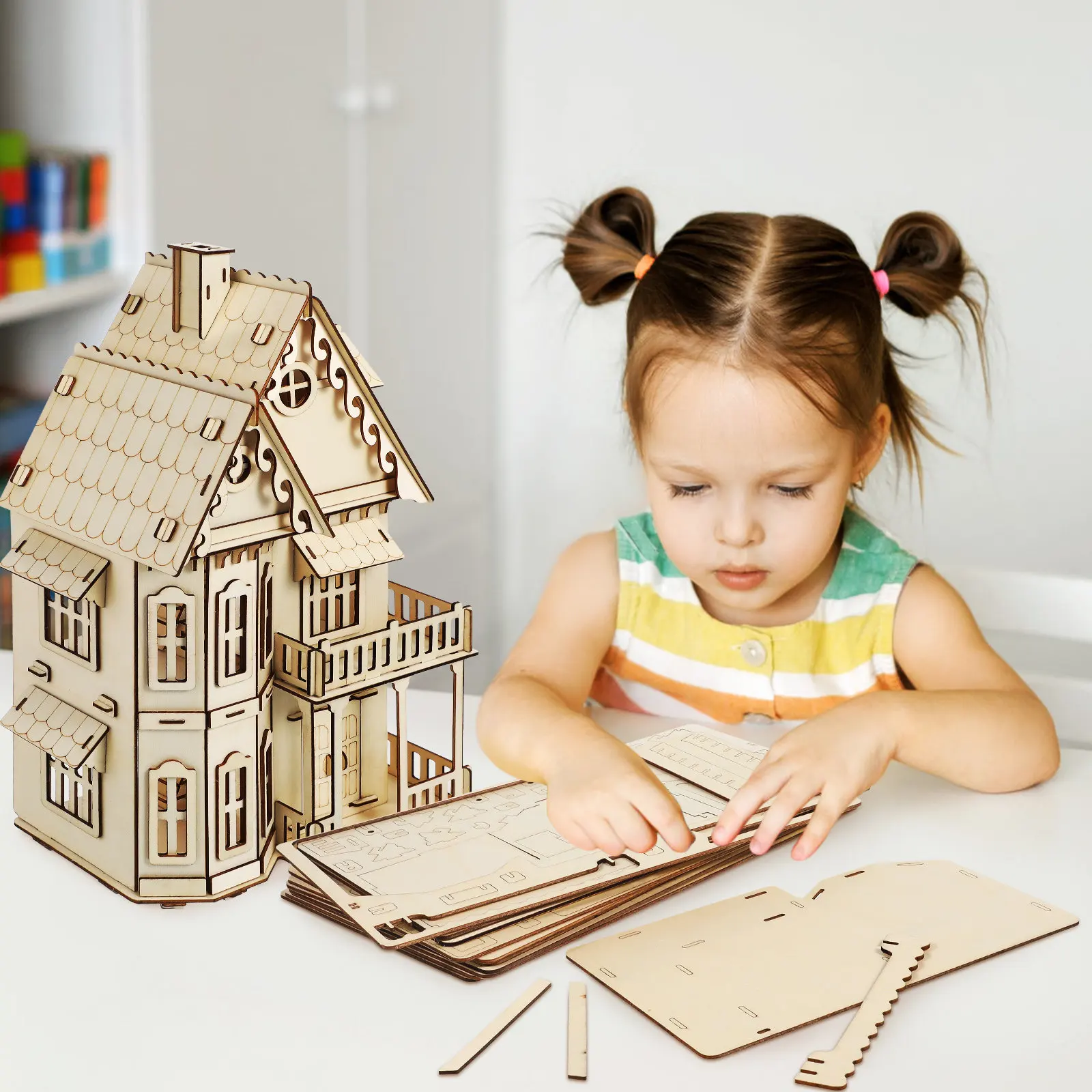 

3D Puzzle Gothic Villa Wooden House Unique Birthday Halloween Gifts 3D Wooden Puzzles for Adults