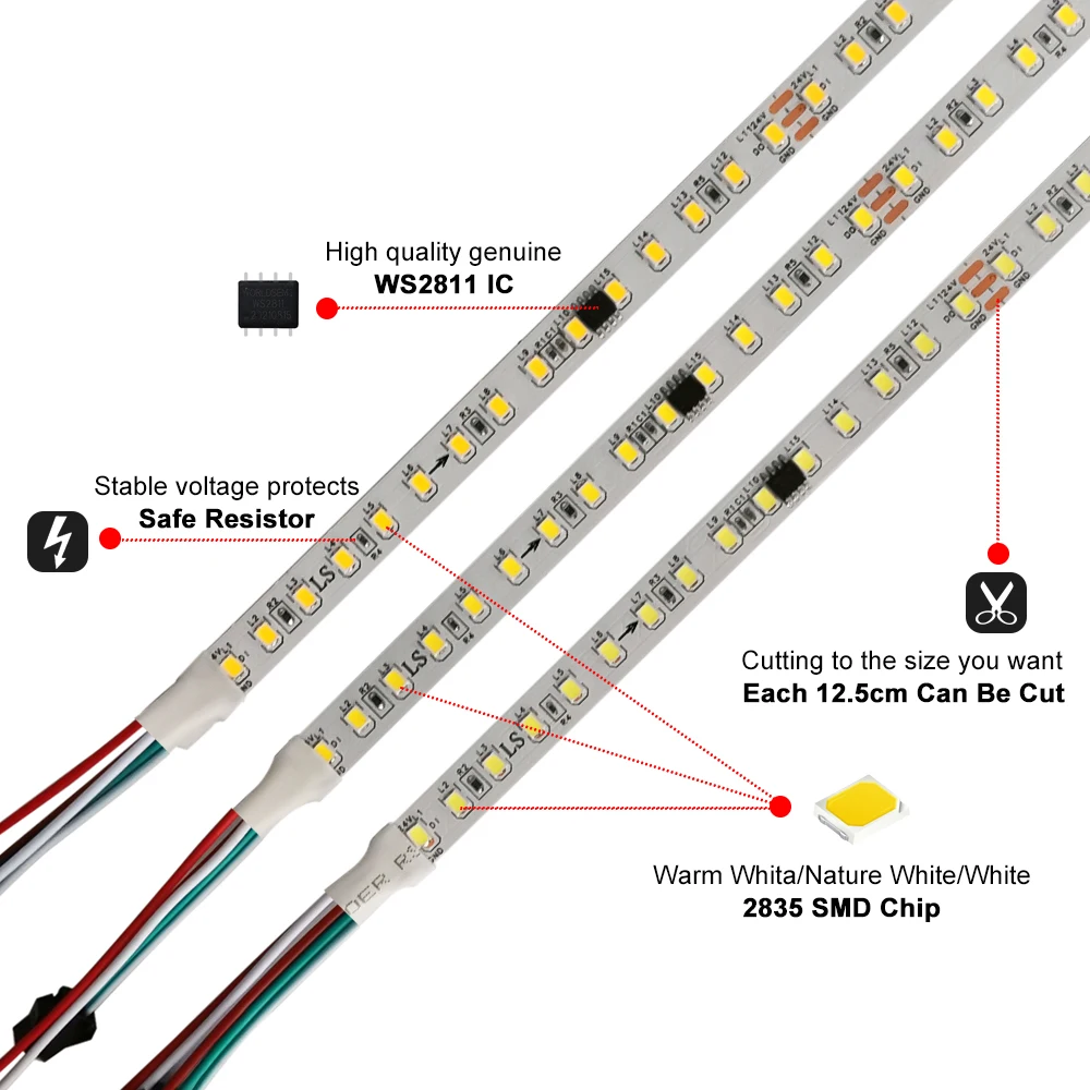 DC24V WS2811 2835 SMD Horse Race Led Strip Running Water Light Wireless Controller Power Supply 120Leds/M White Nature Warm 10M