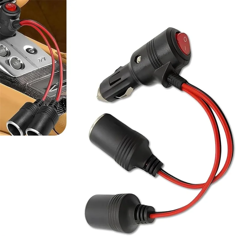 12V 24V Power Charger Adapter Car Cigarette Lighter 1 to 3 Way Socket Splitter Female Socket Plug Connector Adapter
