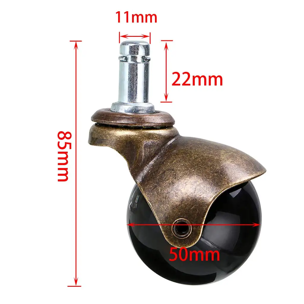 Ruote girevoli con anello di presa da 4 pezzi Ruote girevoli da 2 pollici per mobili Ruote girevoli vintage per scrivania Sedia in legno Supporto da caffè