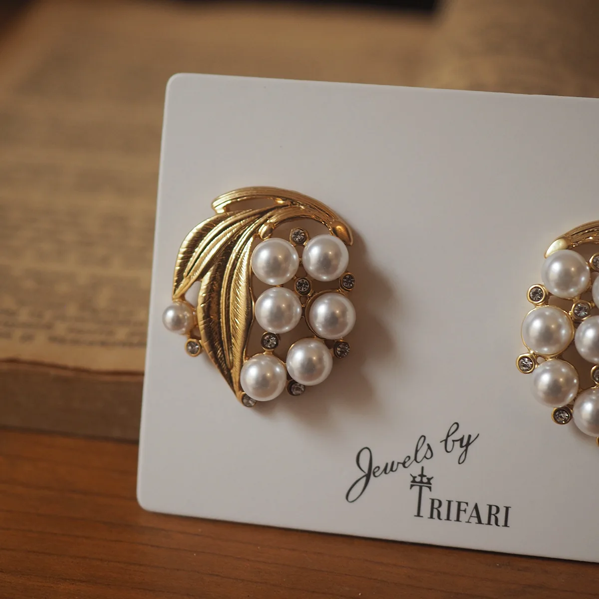 French-Western Trifari-Style Floral Stud Earrings — Faux Pearl Vintage, Lace-Like Cutout Artisan Jewelry