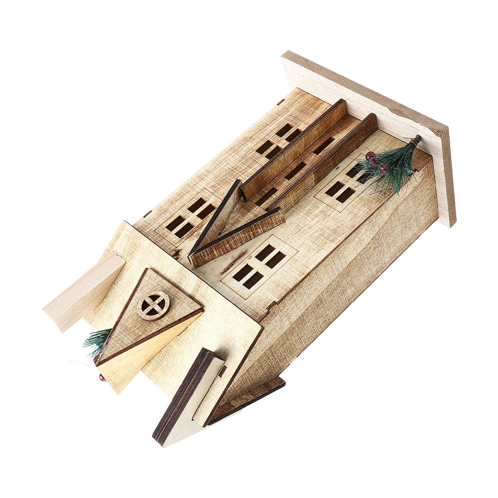 

1Pcs Nordic Style Wooden House Xmas Luminous Desktop Decor Christmas Ornament Wood Craft Home Office Xmas Party Decoration