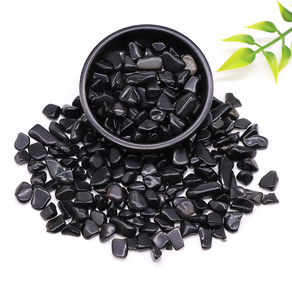 Natural Stone Black Obsidian Gravel Specimen Quartz Healing Crystal for Jewelry Making Bulk Tumbled Gemstone Home Aquarium Decor