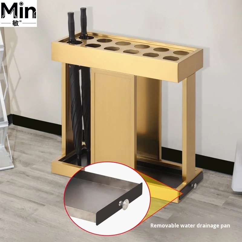 Modern Commercial Stainless Steel Umbrella Storage Stand Holder for Hotel Lobby Bank Entrance