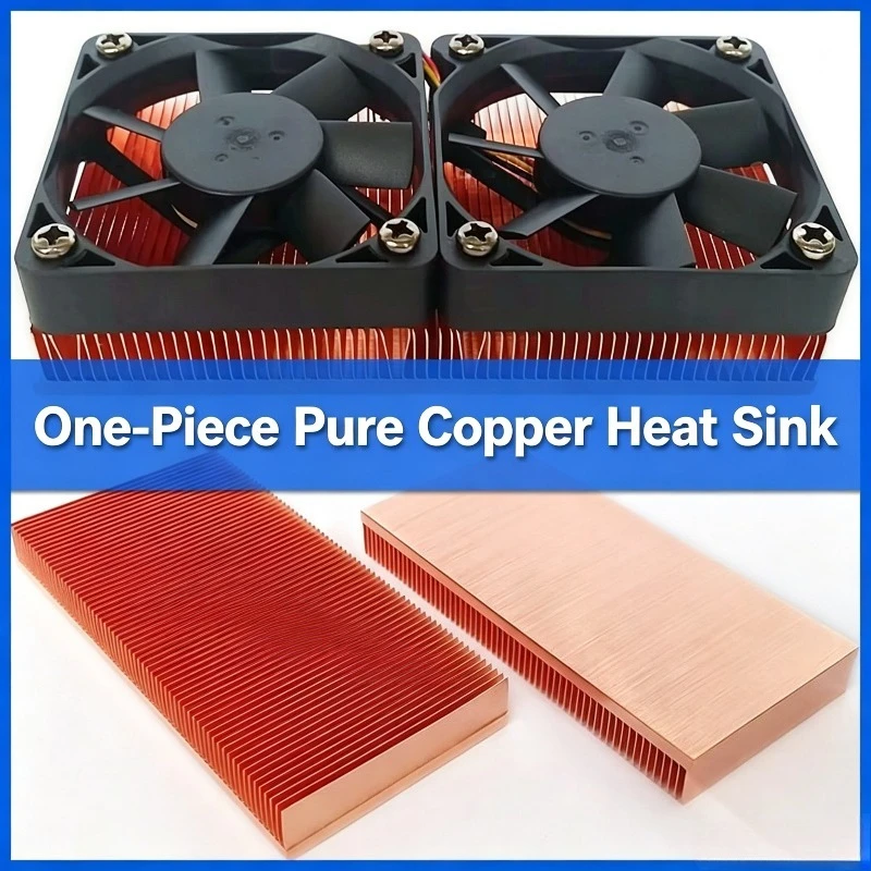 50mm Pure Copper Heat Sink, Cooling Fin for Semiconductor TEC Peltier, Chip, Router, LED, Laser, with Cooling Fan
