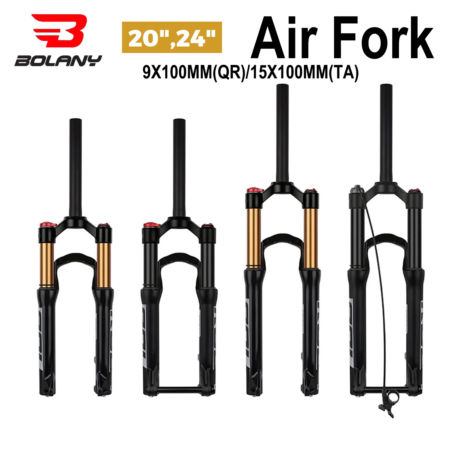 

BOLANY Suspension Fork Mountain Bicycle 20/24 Inch Disc Brake Straight Tube Travel 100/135mm Bicycle Accessoires