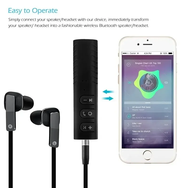 Wireless Bluetooth Compatible 5.0 Receiver Transmitter Adapter 3.5mm Jack For Car Music Audio Aux Headphone Reciever Handsfree