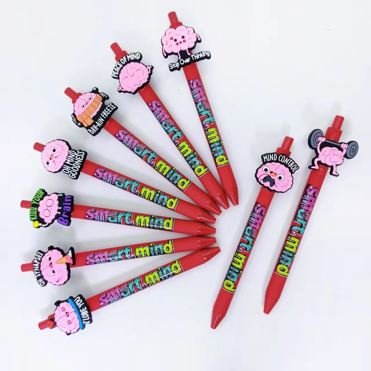 

10/20 шт., красный держатель для ручек, серия шариковых ручек, забавная шариковая ручка в форме мозга для поверхностного монтажа, офисная обучающая ручка для письма