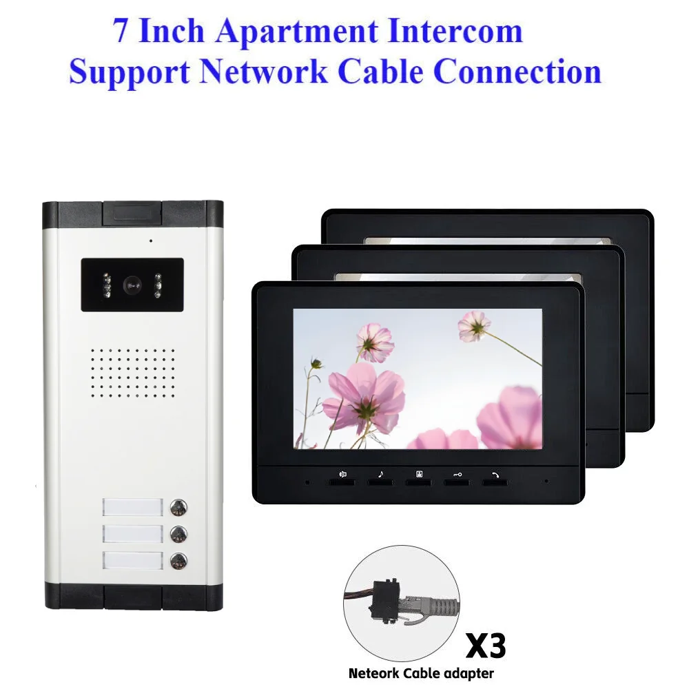 

SmartYIBA 7" Building Video Intercom System 2-6 Units Network Cable Port Video Door Phone Villa Security Doorbell Kits
