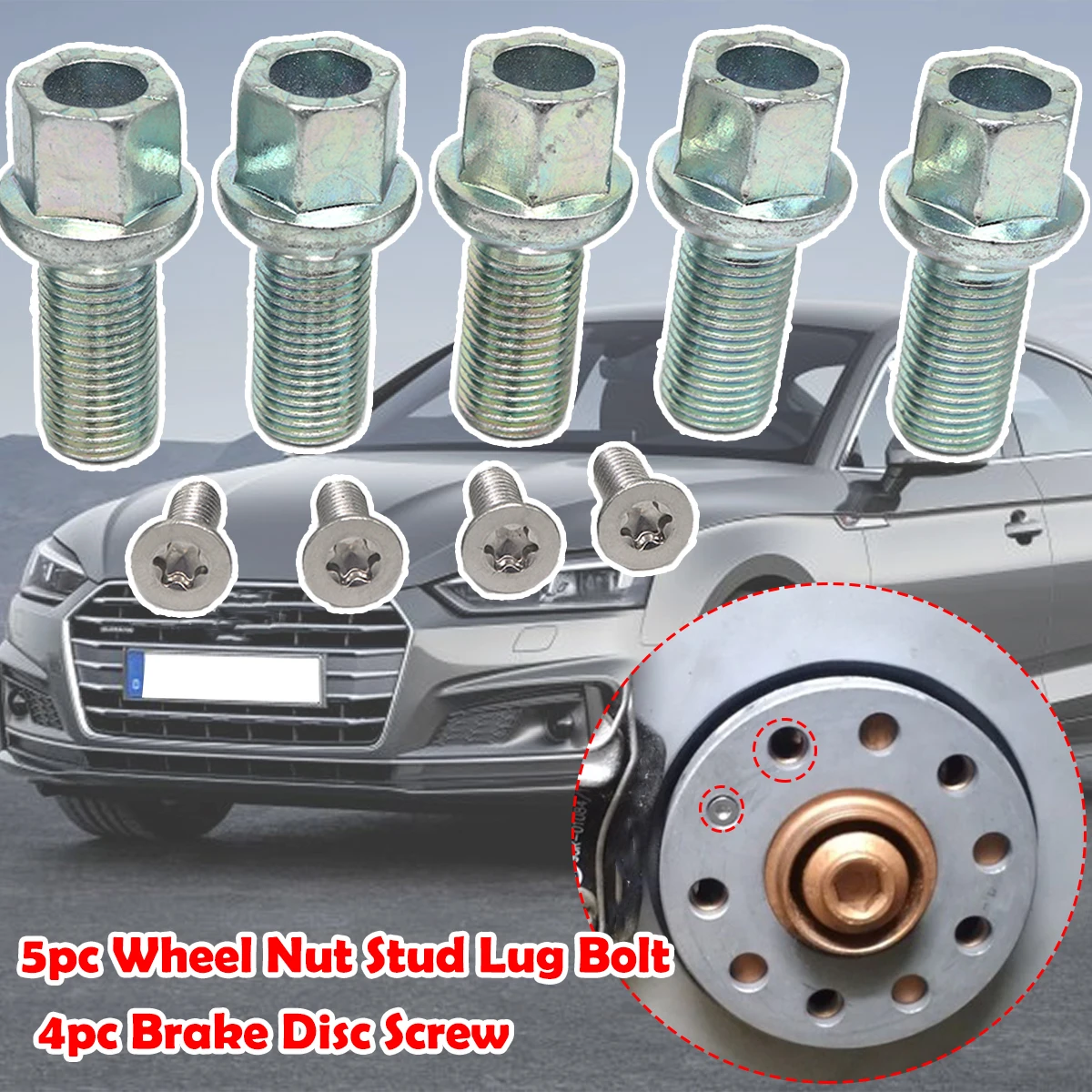 

9PC Wheel Nut Stud Lug Bolt Brake Rotor Disc Screw