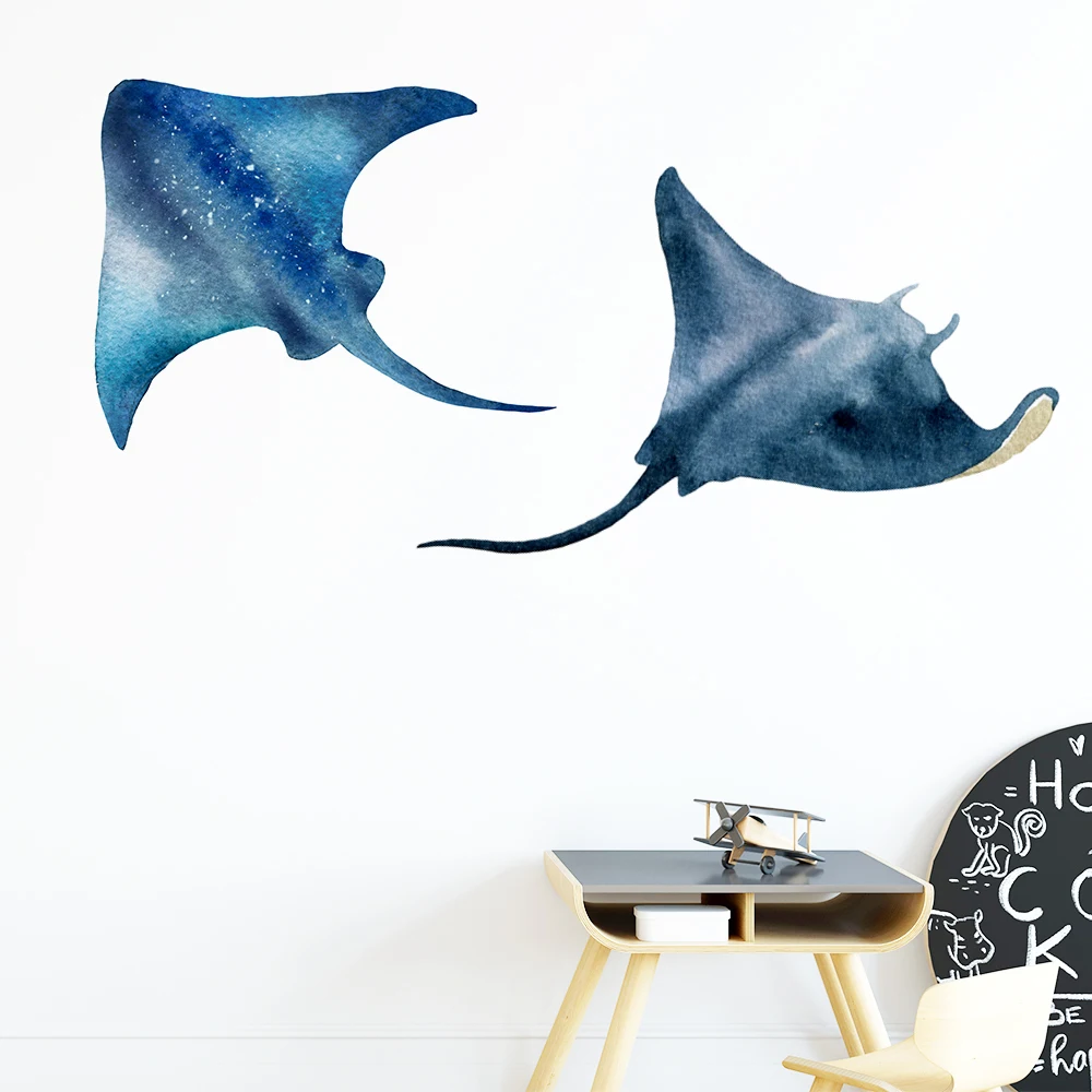 Devil rays Manta Fish Wall Stickers for Home Bathroom Decor Art Nursery Decals Removable Murals Applicable to Tile Glass Window