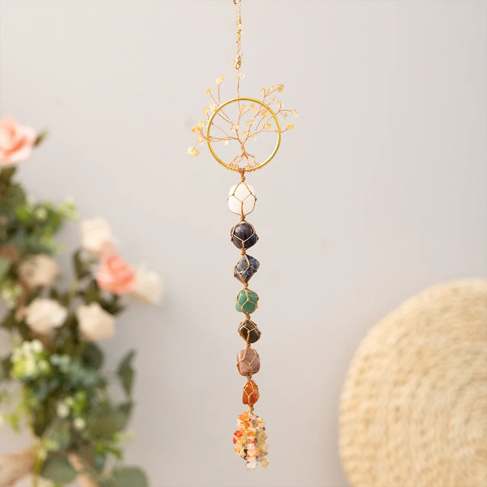 Kristall Roh stein Wind Glockenspiel Anhänger Kristall Edelstein Wand dekoration Traum fänger moderne Kristall Home Room Hochzeiten Deko
