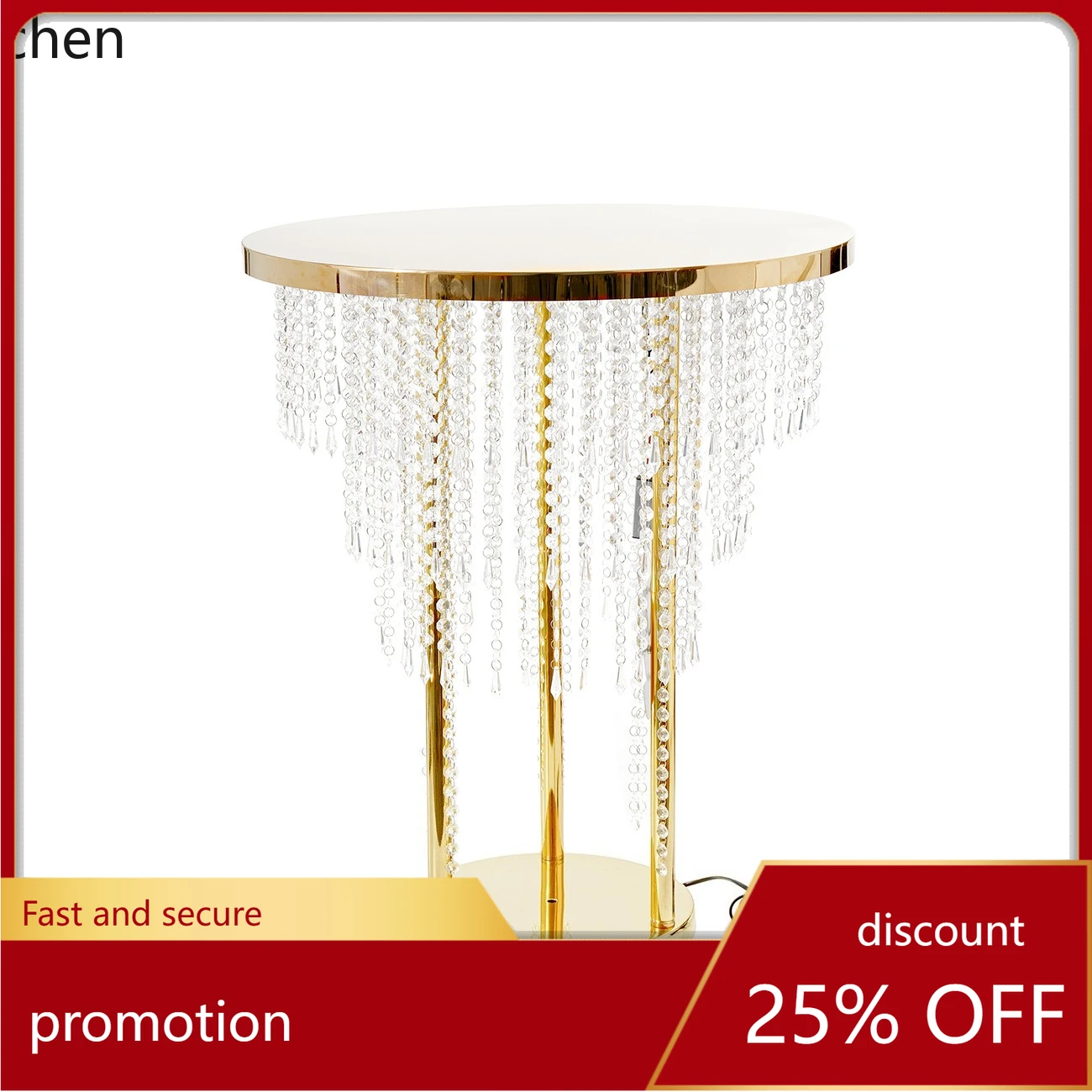 

CZ Manufacturer Direct Sale New Crystal Bead Curtain Cake Table Dining Table Wedding Decoration Storage Iron Art Table