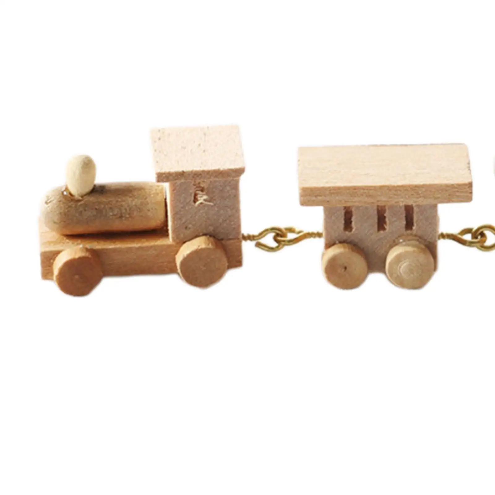 Conjunto de trem de simulação artesanal de brinquedo de trem de casa de bonecas de madeira 1/12 para