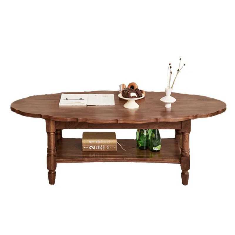 

Nordic retro solid wood living room full solid wood black walnut minimalist tea table, modern simple living room