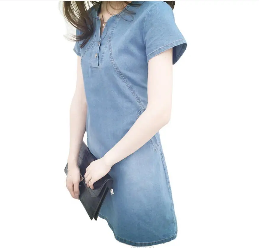 M-5XL Plus Size Denim Blue Maternity Dress for Pregnant Women Summer Beading Maternity Clothes Women Dresses Pregnancy Clothing