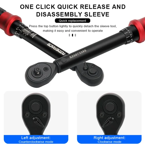 Imagen 2 del producto RIDERACE Juego de llaves dinamométricas para bicicleta 18 Uds 1/4 ""2-24Nm llave Allen de doble dirección herramienta llave de tubo Kit de reparación de motocicletas profesional