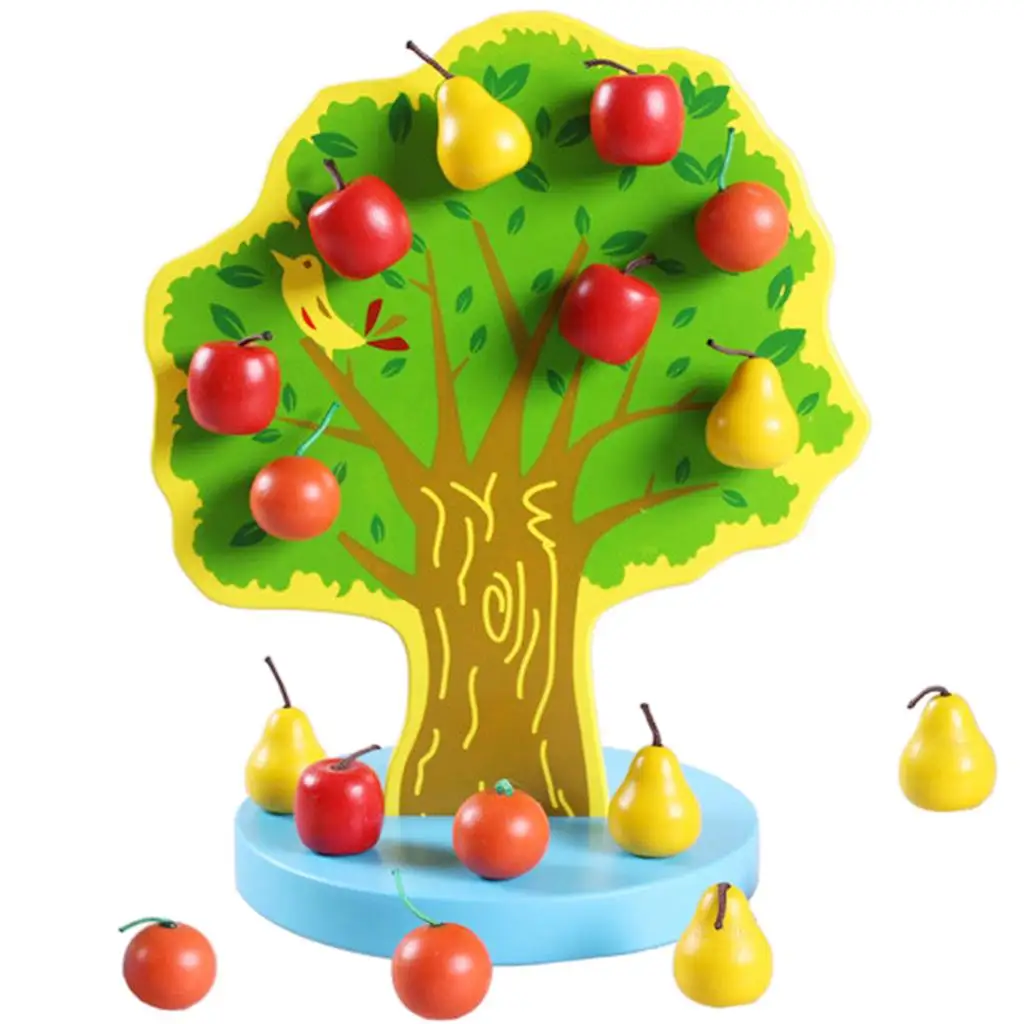 

Kids Wooden Magnetic Fruit Tree Educational Toy Montessori Sensory Game for Toddlers and Preschool