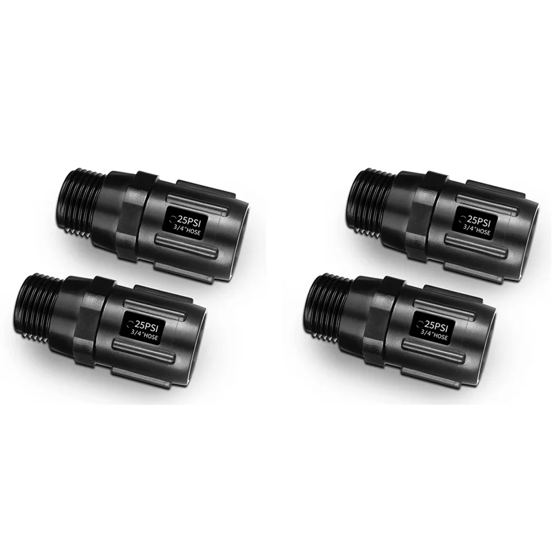 TFTP-Drip Irrigation Pressure Regulator 25 PSI 3/4 Inch Hose Thread Drip Irrigation Pressure Reducer - 4 Pack