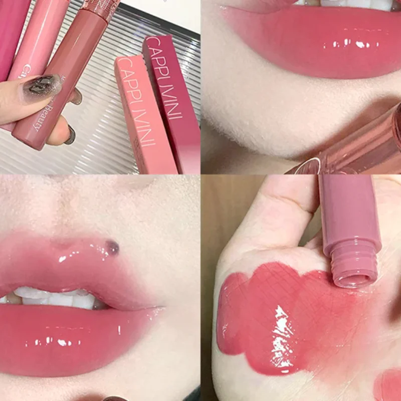 Błyszczyk do ust z efektem lustrzanego wody, długotrwały, wodoodporny, nawilżający, żelowy błyszczyk, nieklejący się, lekki, o wysokiej pigmentacji, dla studentów.