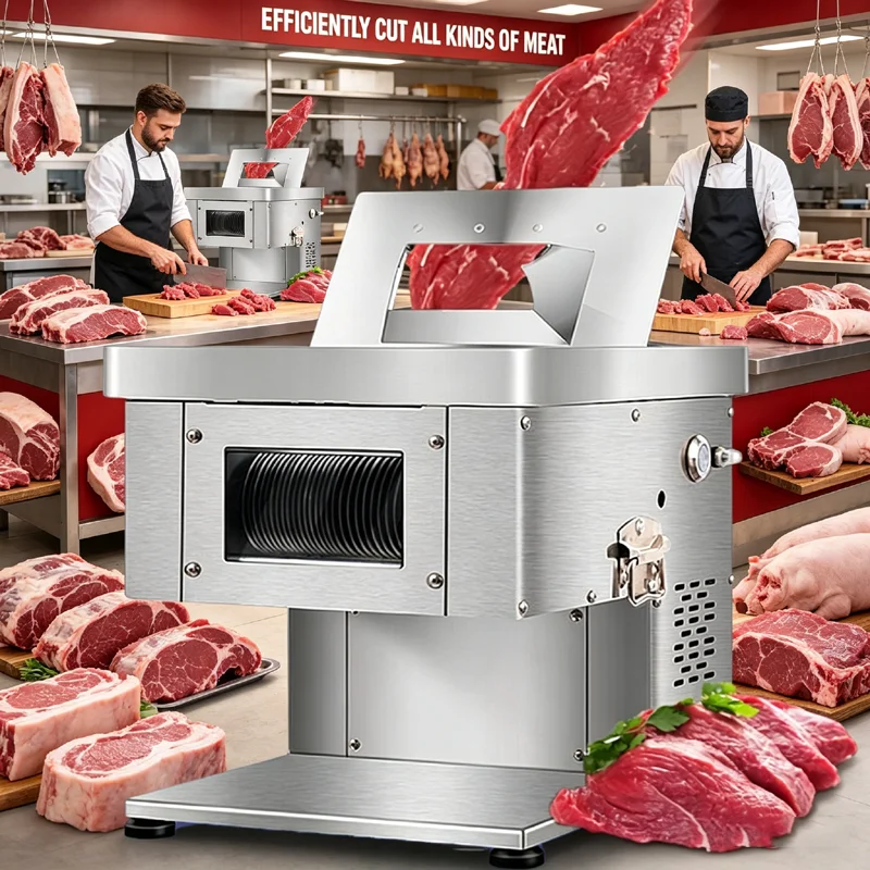 Multi-Functional Electric Meat Slicer Cut Pork Beef Chicken Fish   Vegetable Pumpkin Cube Slice Strip Machine