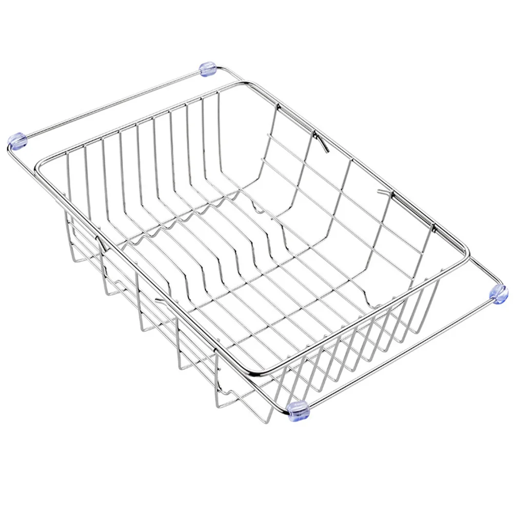 

Telescopic Sink Water Filter Basin Expandable 304 Stainless Steel Kitchen Draining Rack Dish Drying Holder Countertop Storage