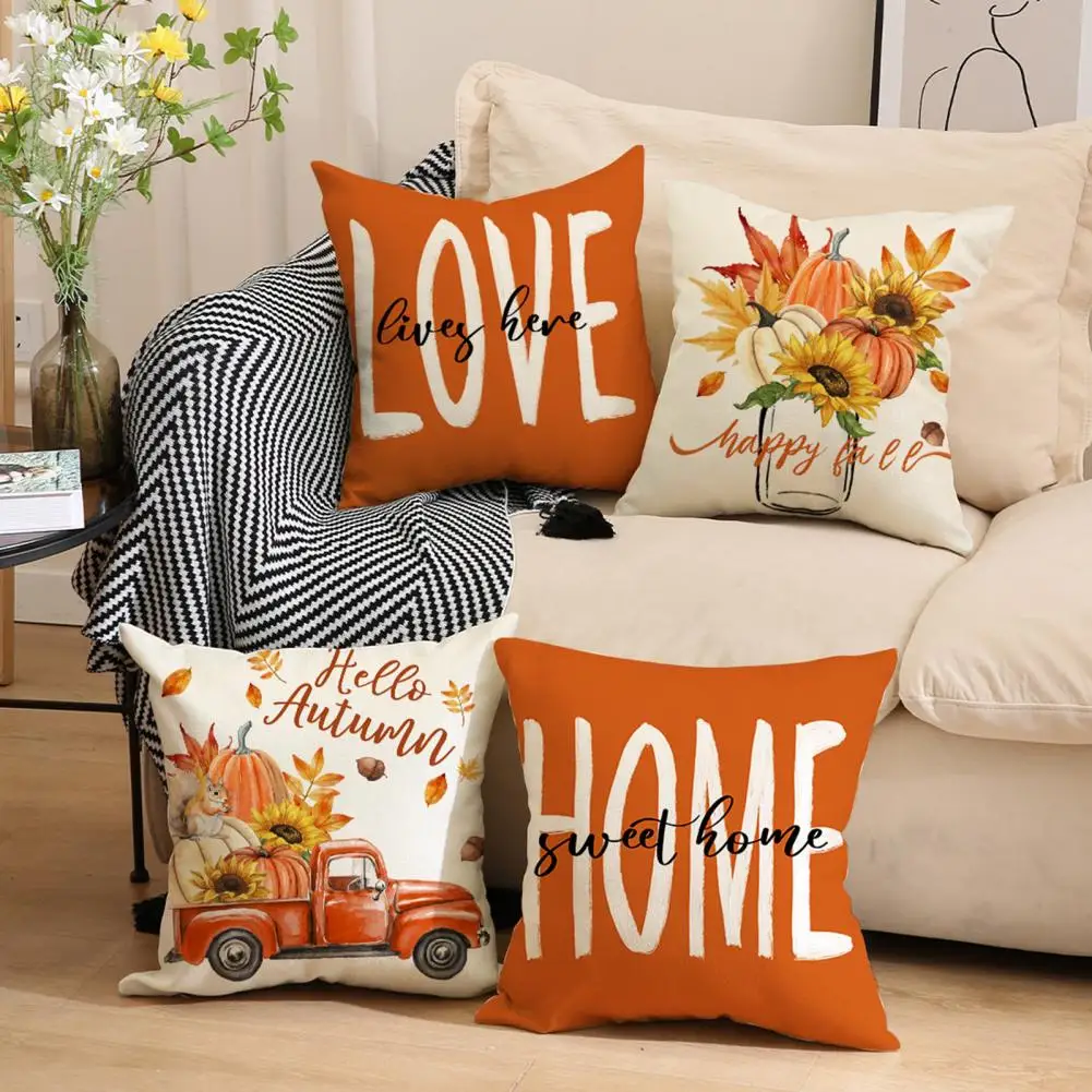 Decorative Cases for Sofa Couch Autumn Farmhouse Pumpkin Harvest Decorative Throw Pillow Covers for Sofa Couch Wrinkle-resistant