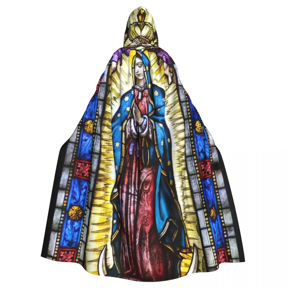 Virgin of Guadalupe เสื้อคลุมมีฮู้ดเสื้อคลุมยาวมีฮู้ดสำหรับงานปาร์ตี้ฮาโลวีน