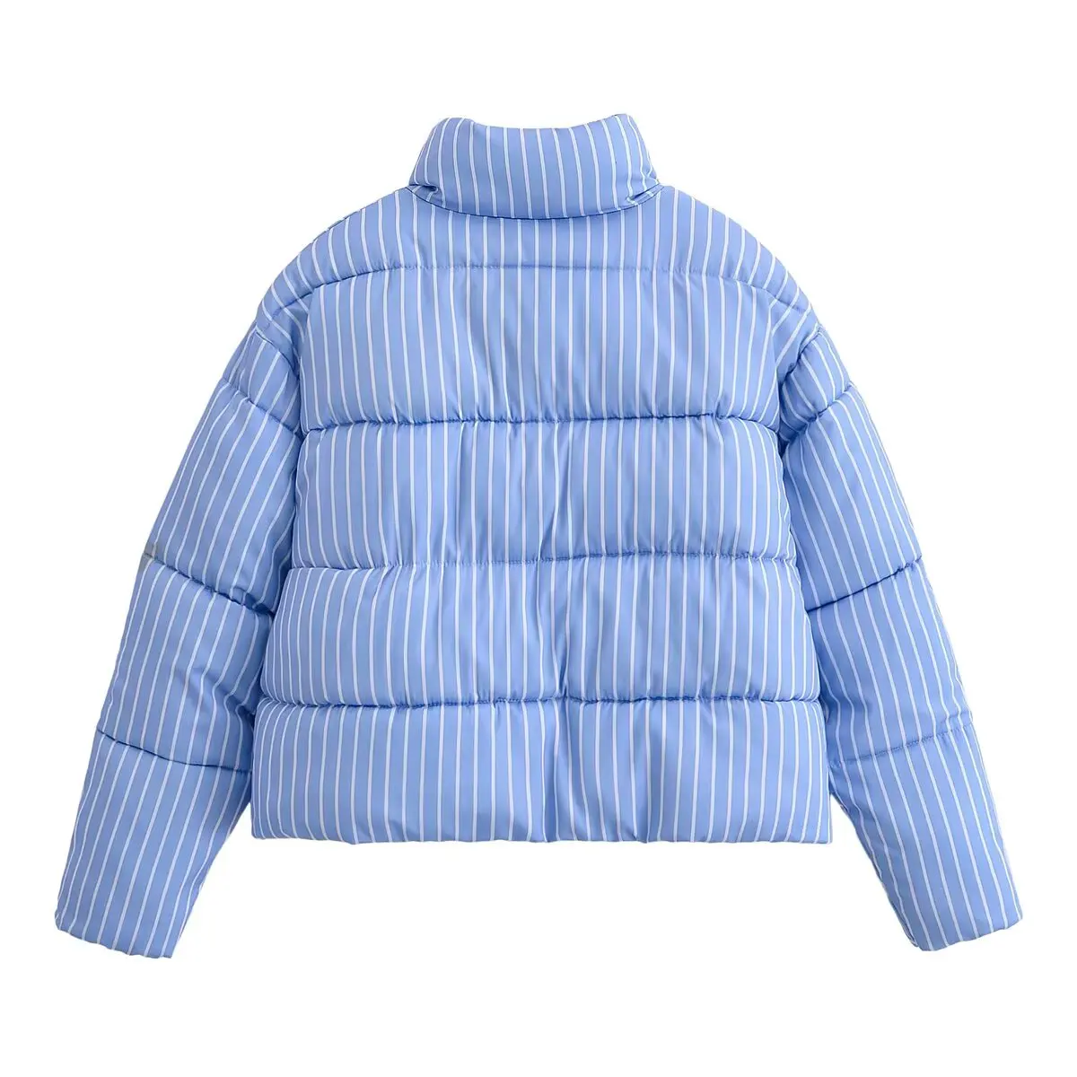 2025 Fall Fashion Trendy Sexy Women's Blue and White Striped Long-Sleeved Cotton Jacket