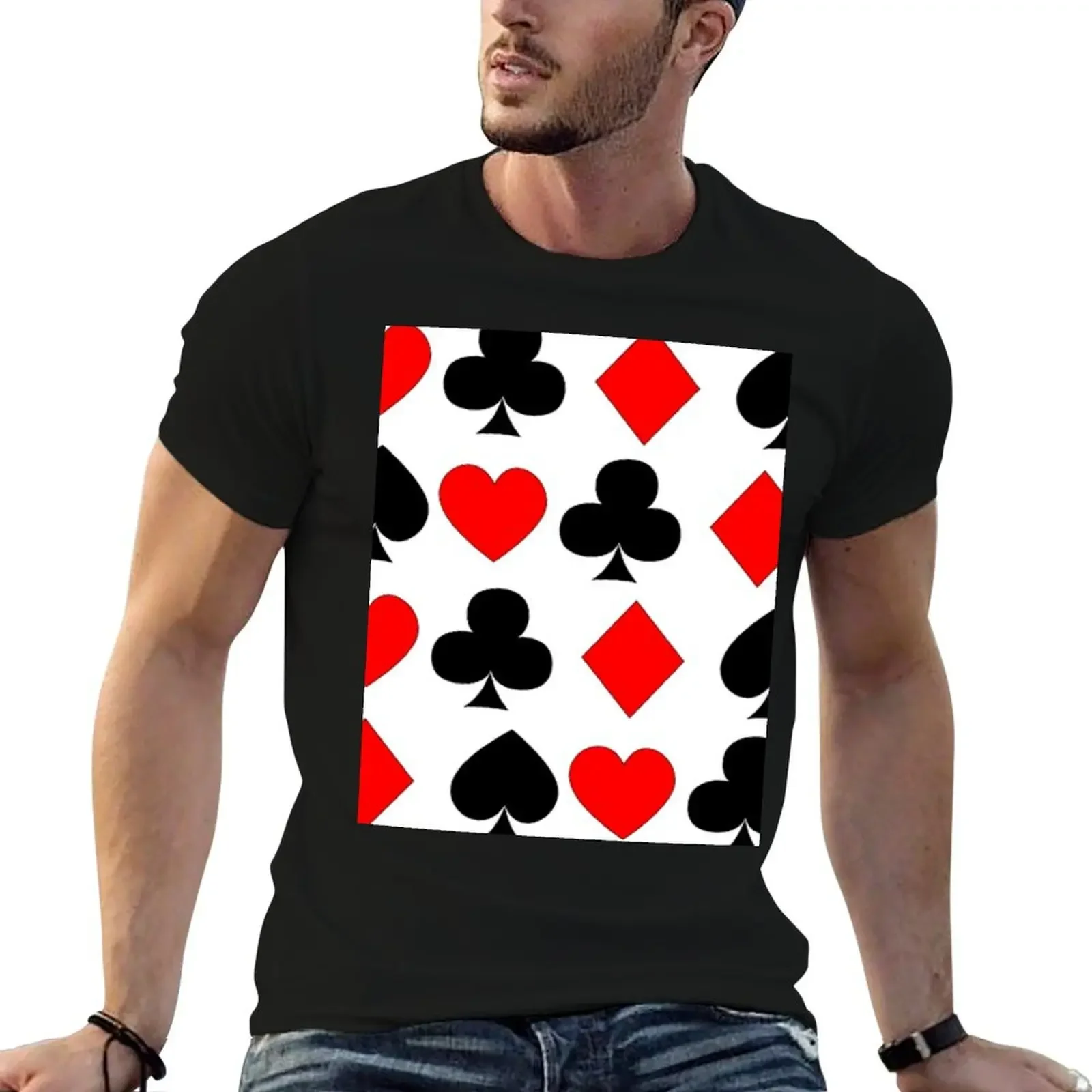 

DECORATIVE CASINO NIGHTS CARD SUITS ART T-Shirt oversizeds shirts graphic plain t shirts for men pack