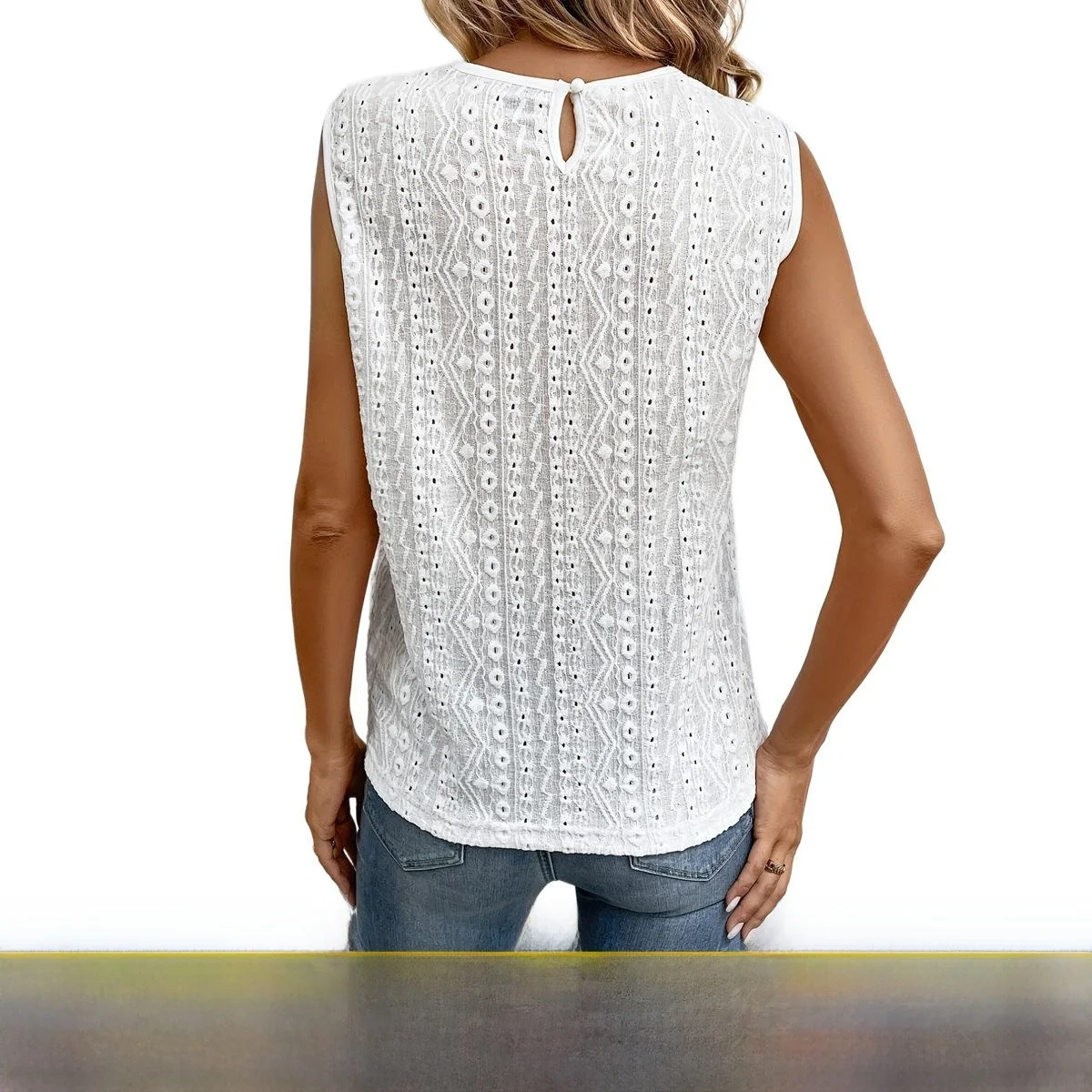 Top da donna in patchwork di pizzo irt Svel, tessuto in poliestere, stagione estiva sottile regolare, colore puro, facile da deformare