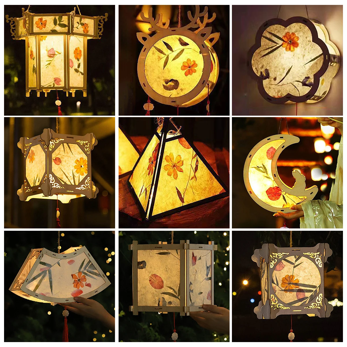 Yuanxiao Lantern Steel Diy Mid-Autumn Flower Year Children Fish Gift Source Materials Lunar Package Handheld Light Autumn