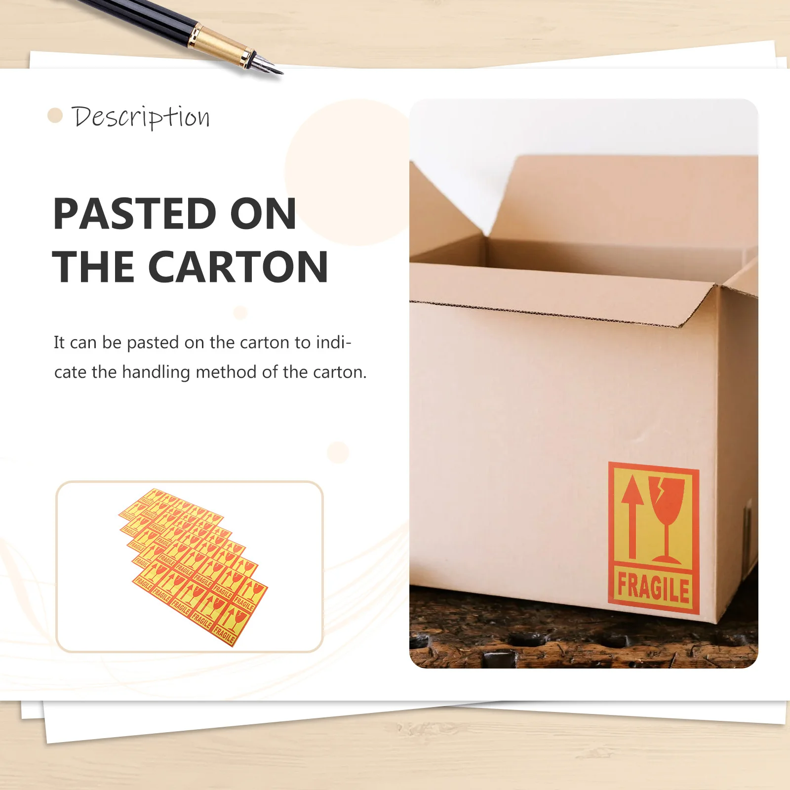 500Pcs Fragile Labels Self Adhesive Warning Stickers Packing Shipping Care Handle Care Package Fragile Sticker