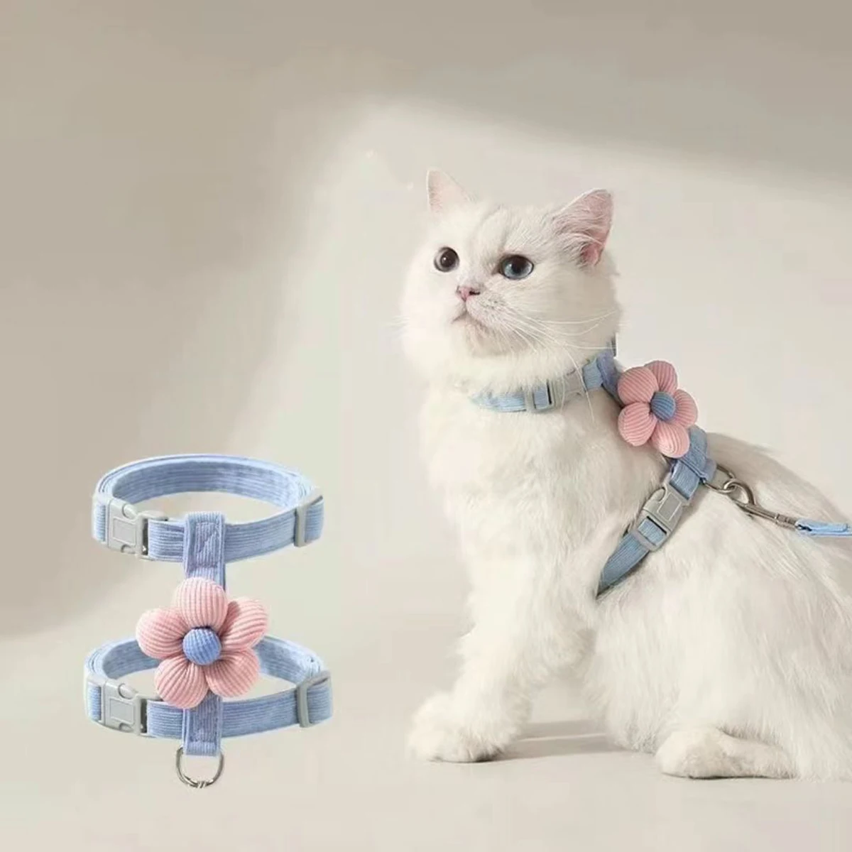 Kattenharnas en riemsets Verstelbaar hondenharnas voor kleine hondenriem Ademend huisdierharnas Out Walking Dog Strap