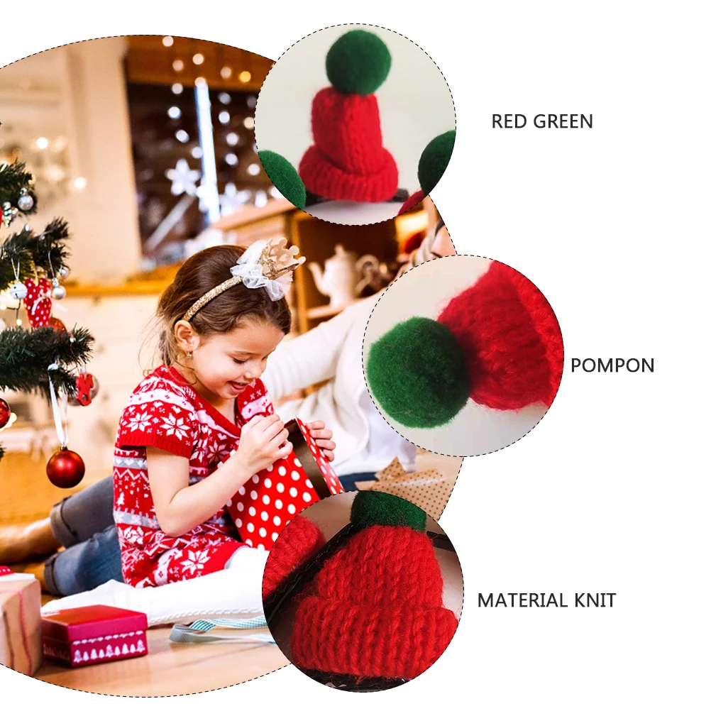 

6Pcs Knit Christmas Hairpins Red Green Festive Decorations Xmas Party Headdress Christmas Barrettes Knit Xmas Hairpin