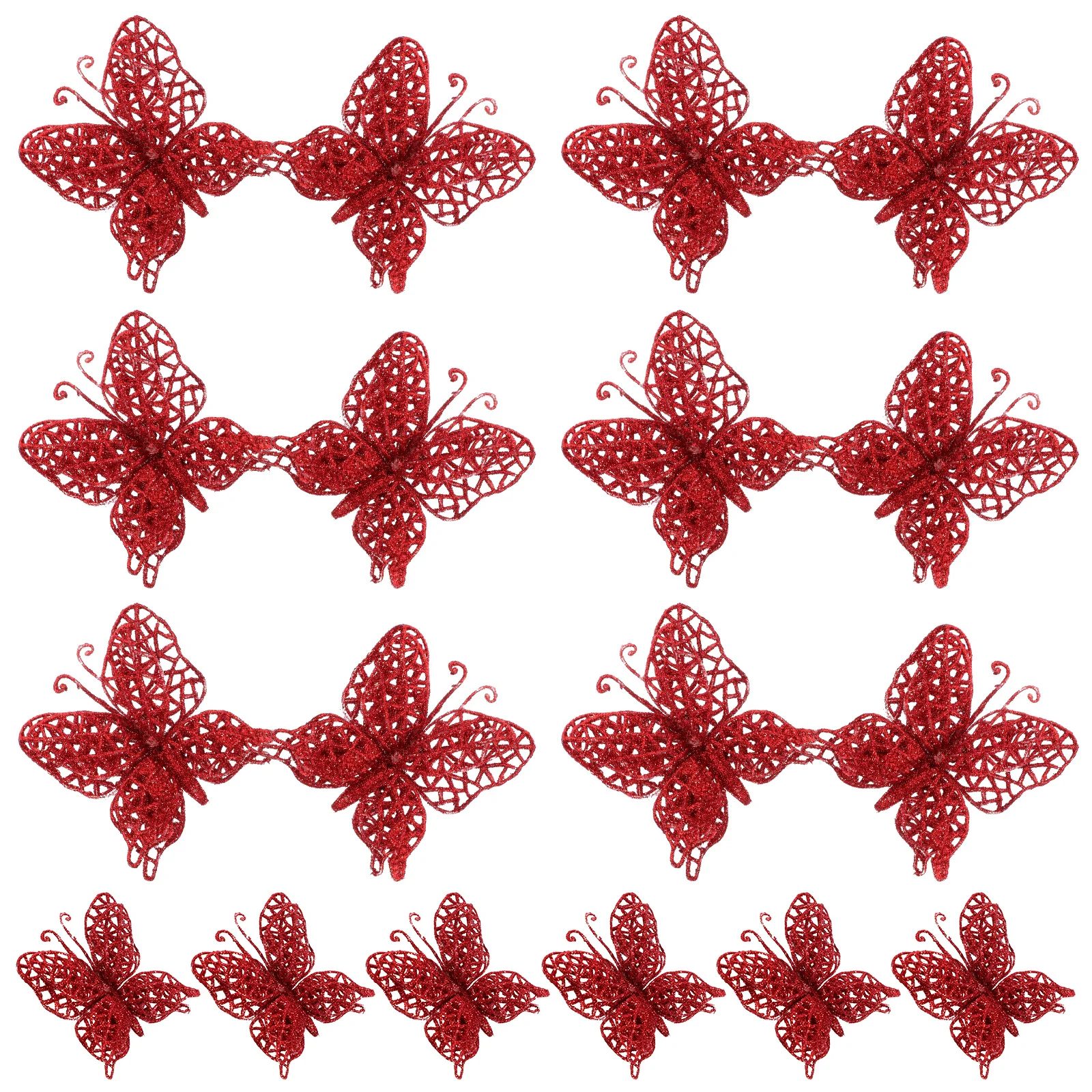 

24Pcs Christmas Tree Glitter Butterflies Decorations Hollow Glitter Powder Butterfly Ornaments for DIY Xmas Wreath