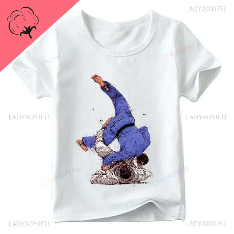 Cute Karate Jiu-jitsu T Shirts Judo Print T Shirt Summer Fashion Boys Girls Tops  Classic Streetwear Camisetas Cotton Tshirts