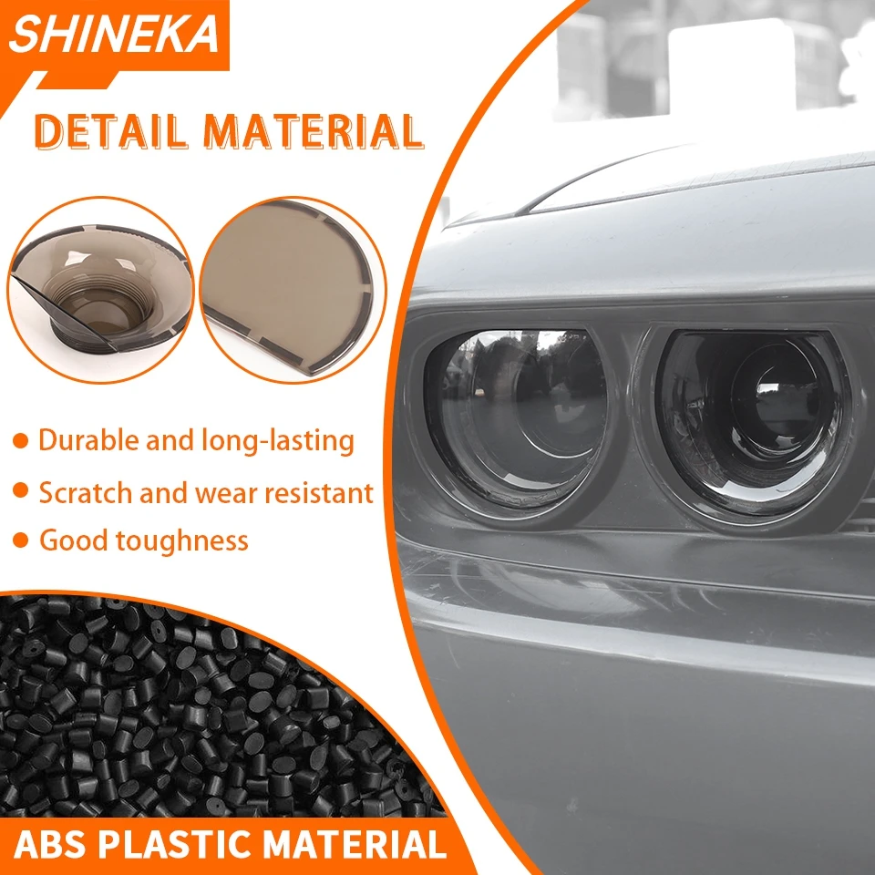 SHINEKA Car Headlight Lamp Decoration Cover Stickers for Dodge Challenger 2015 2016 2017 2018 2019 2020 Up Exterior Accessories