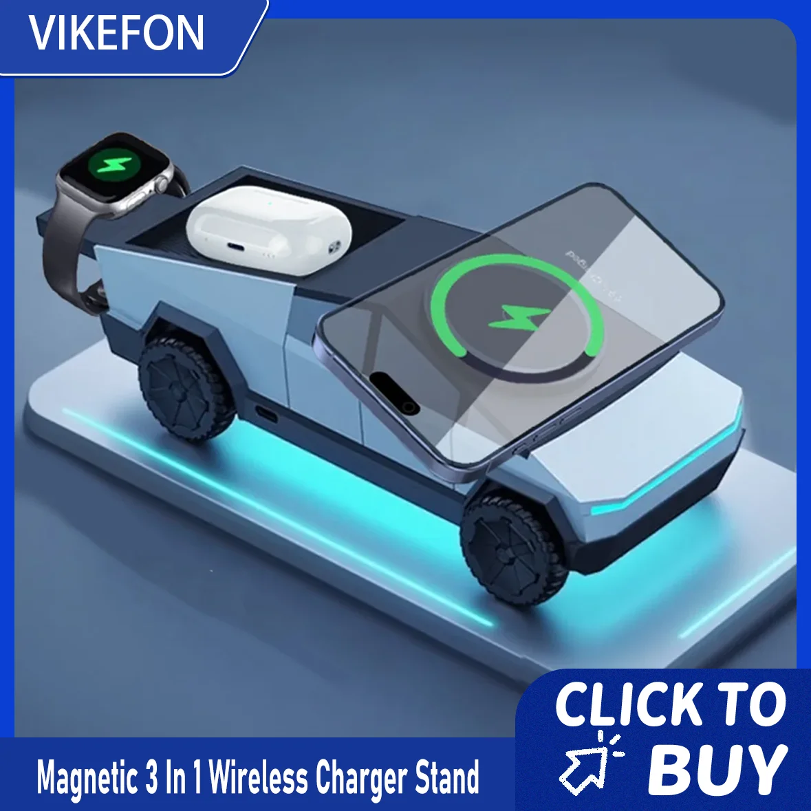 

Настольная подставка Qi2 3 в 1 Беспроводная зарядная станция для Magsafe iPhone 16 ~ 12 Apple Watch 10 ~ 2 Galaxy Watch 7 6 SE AirPods 4 Pro