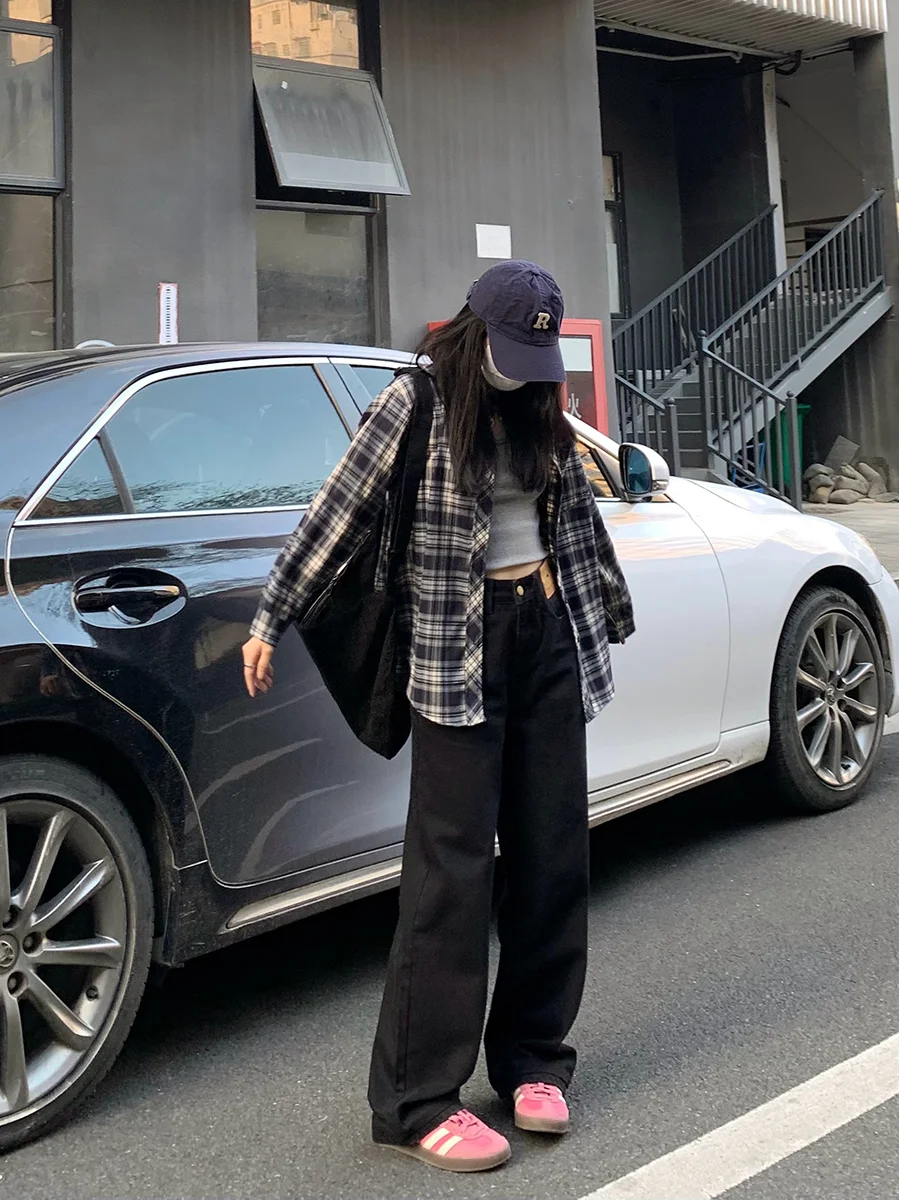 

Высокая талия, широкие брюки, прямой крой, свободные облегающие джинсы для похудения, джинсы для женщин, повседневная одежда, длина в пол, High Street