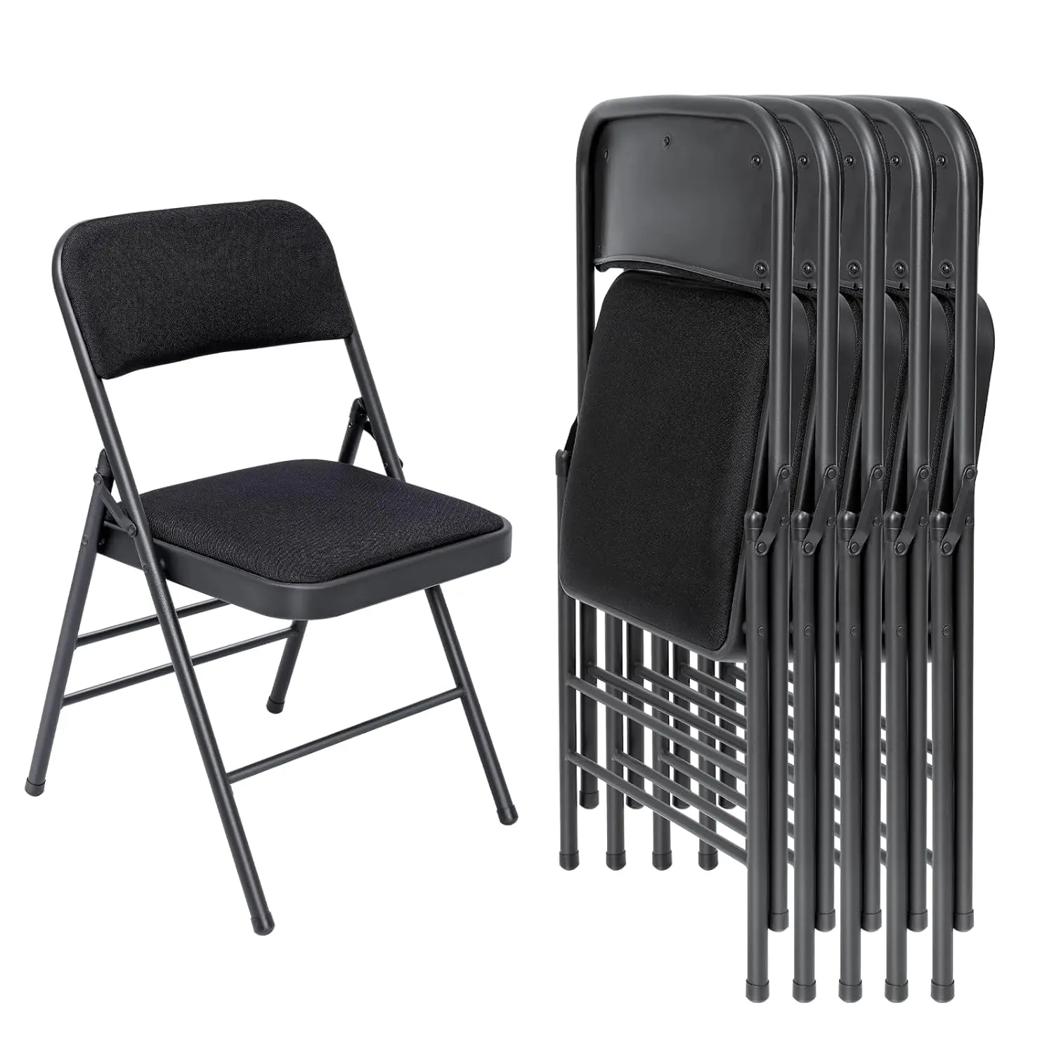 

6 Pack Folding Chairs Fabric Dining Chair Set with Padded Cushion and Back, Indoor Outdoor Foldable Seat with Steel, Custom