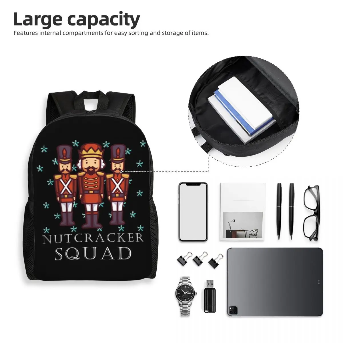 Nutcracker Squad Ballet Dancer Ballerina Gift Laptop Backpack Casual Bookbag for School College Student Xmas Nutcrackers Bag