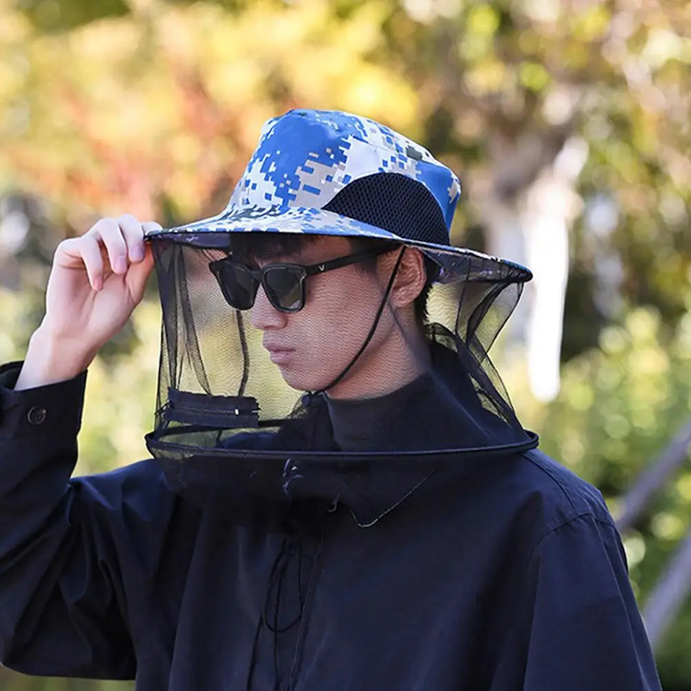 Outdoor Sunscreen Mosquito Hat Insect Bee Protection Cap Foldable Sun-proof Sunshade Hat Net Mesh Insect Proof Cap Unisex