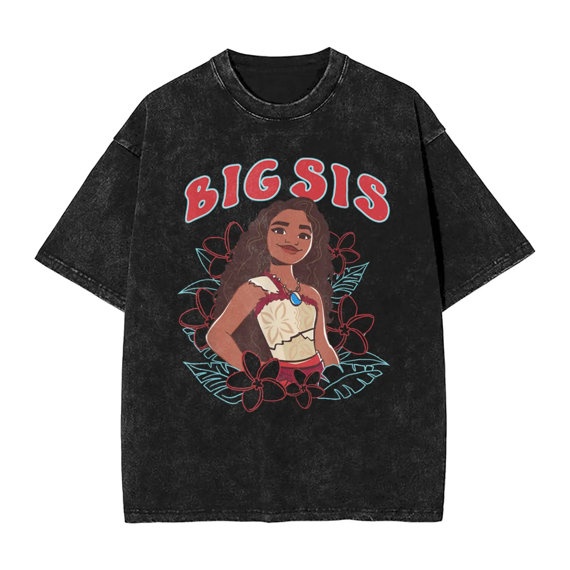 

Moana 2 Big Sis Oceania Floral Princess T Shirt Fashion T-Shirts Short Sleeves Y2K Fun Tops Summer O-Neck Oversized Top Tees