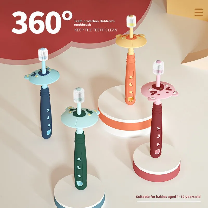 

Children's Soft Toothbrush1-2-6Age-Old Infant Nipple Oral Cleaner Ultra-Fine Soft Hair360Degree Toothbrush