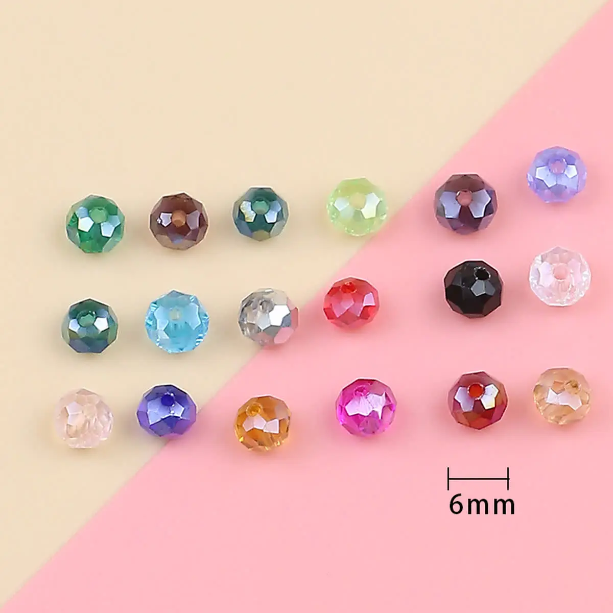 BTFBES 6mm 50pcs Faceted Flat Round Austrian Crystals Loose Bead Glass Ball for Bracelet Necklace Jewelry Making DIY Accessories