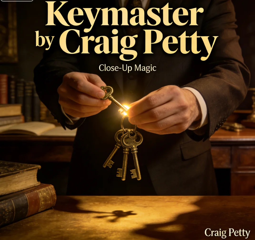 Keymaster by Craig Petty with Gimmicks Instructions, Moving Hole on Key Magic Trick for Close Up Illusions Mentalism Comedy Prop
