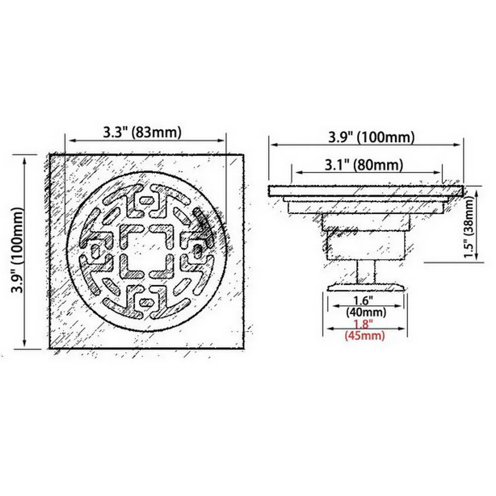 Antique Brass Carved Flower Pattern Bathroom Shower Drain 4