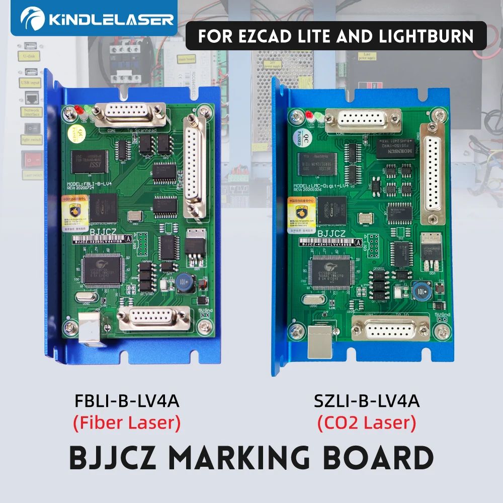 Kindlelaser BJJCZ Controller SZLI-B-LV4A and FBLI-B-LV4A Fiber CO2 UV Laser Card for Making Engraver Machine 1064nm 455nm Ezcad