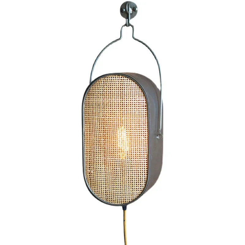

Vintage wall lamp rattan industrial wind outdoor lamp living room B & B Bar Cafe